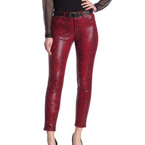 BLANKNYC The Bond Faux Leather Snakeskin Red/black Pants 29